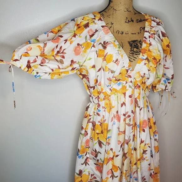 NWT Abercrombie & Fitch Poplin Puff Sleeve Babydoll Mini Dress Size XL - Picture 6 of 14